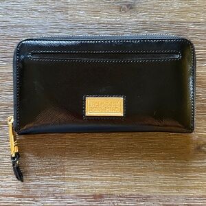 Badgley Mischka Black Signature Gold Logo Continental Long Wallet